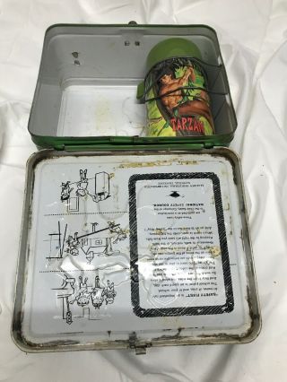 RARE Vtg.  1966 Tarzan Metal Lunch Box With Matching Steel /Glass Thermos 8