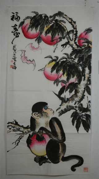 Fine Large Chinese Painting Signed Master Li Kuchan Unframed R0199