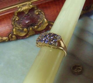 Vintage 10k Gold Tanzanite 2 Cts Diamond Ring Fits Both Size 7.  5 & 7