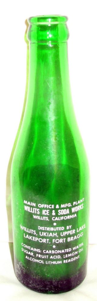 VINTAGE ACE GREEN SODA POP BOTTLE WILLITS ICE AND SODA FORT BRAGG 7 OZ. 3