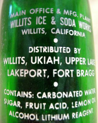 VINTAGE ACE GREEN SODA POP BOTTLE WILLITS ICE AND SODA FORT BRAGG 7 OZ. 6