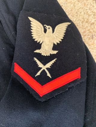 Two WW2 U.  S.  Navy Blue Wool Uniform Jumpers.  One Has Yeoman Patch. 3