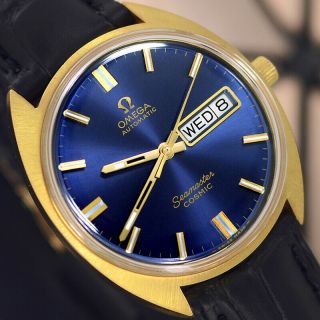 Vintage Omega Seamaster Cosmic Automatic Day&date Blue Dial Men 
