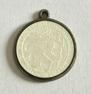 St.  Saint Christopher Sterling Enamel Medal Charm Vintage Religious Catholic