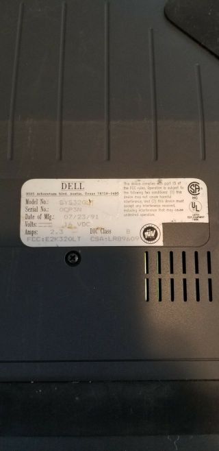 Vintage 1991 Dell 320LT laptop computer 5