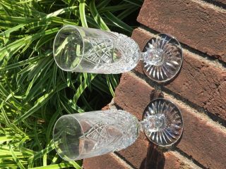 Vintage Signed Baccarat Cut Crystal Set of 2 Champagne Flutes Glasses Stemware 2