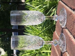 Vintage Signed Baccarat Cut Crystal Set of 2 Champagne Flutes Glasses Stemware 3