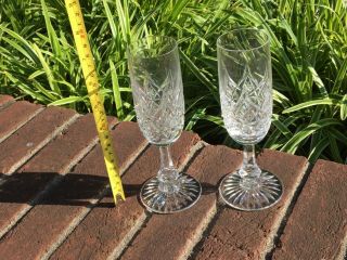 Vintage Signed Baccarat Cut Crystal Set of 2 Champagne Flutes Glasses Stemware 6