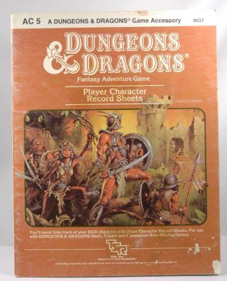 D&d (b/x,  Becmi) Ac5 Player Character Record Sheets Dungeons & Dragons Rare Staf