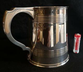 Antique Heavy Solid Sterling Silver 1 One Pint Beer - Ale Tankard Mug Birm 1913