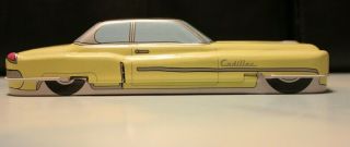 Vintage Yellow Cadillac Car Tin Desktop Pencil Case & Accessory Box