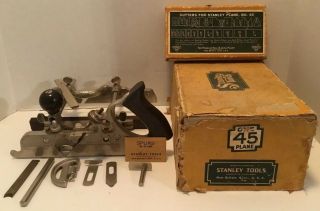 Vintage Stanley 45 Combination Plane With Cutters,