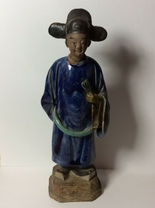 Antique Chinese Ming Shiwan Shekwan Figure Noble Man Scholar