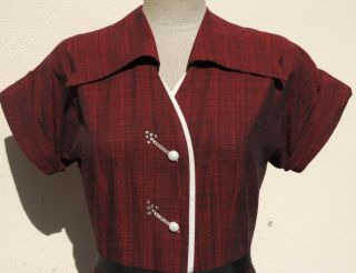 VTG 1940s 50s Toni Todd Rhinestone Embellished Shirtdress Day Dress & Belt Med 5