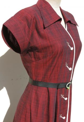 VTG 1940s 50s Toni Todd Rhinestone Embellished Shirtdress Day Dress & Belt Med 6