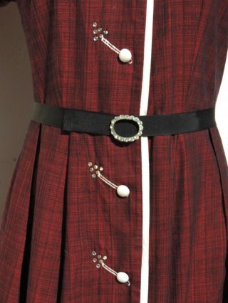 VTG 1940s 50s Toni Todd Rhinestone Embellished Shirtdress Day Dress & Belt Med 7