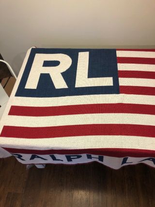 Vintage Ralph Lauren American Flag USA Blanket,  Made in USA 54”x72” 2
