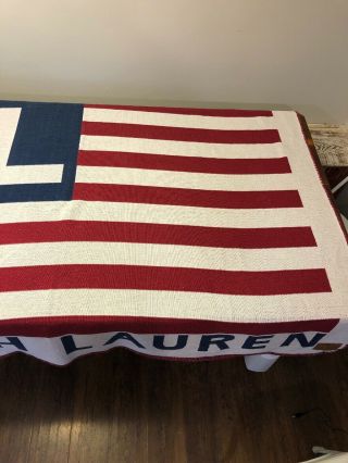 Vintage Ralph Lauren American Flag USA Blanket,  Made in USA 54”x72” 3