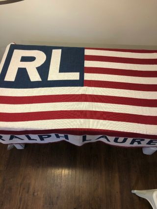 Vintage Ralph Lauren American Flag USA Blanket,  Made in USA 54”x72” 4