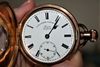Lancashire Watch Co Ltd gold plated half hunter pocket watch Vintage 2