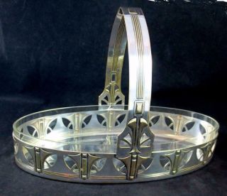 Wmf Germany Jugendstil Secessionist Silver Plate Basket With Glass Liner