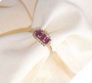 14k Gold Ring W/ Natural Baguette Rubies & Diamonds – Size 5½,  Vintage