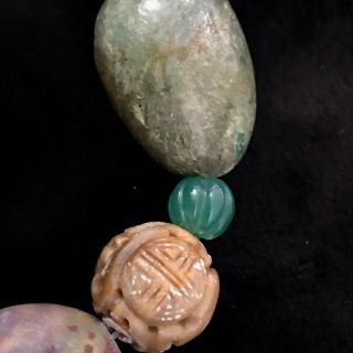 STEPHEN DWECK VINAGE CHINESE STYLE NECKLACE HAND CARVED JADE AGATE TURQUOISE 7