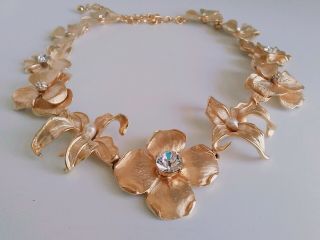 Kenneth Lane Kjl Sublime Couture Gold Pearl/diamond Garden Party Necklace -