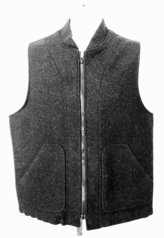 Vtg Vintage Filson Mens Mackinaw 100 Virgin Wool Solid Gray Vest Seattle Med