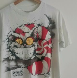Andazia Alice Cheshire Cat L Large T Shirt True Vintage 90s Vtg Rare
