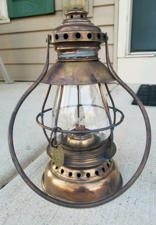 Patented Lantern Brass Presentation Railroad Lantern Antique Kerosene Lantern