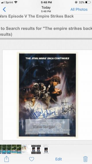 Very Rare Star Wars The Empire Strikes Back Poster By Fisher,  Ford,  Hamill