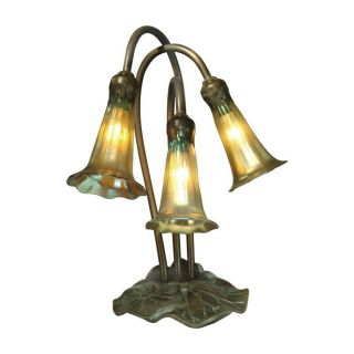 Dale Tiffany 3 - Light Gold Lily Accent Lamp,  Antique Bronze/verde - Ta15131