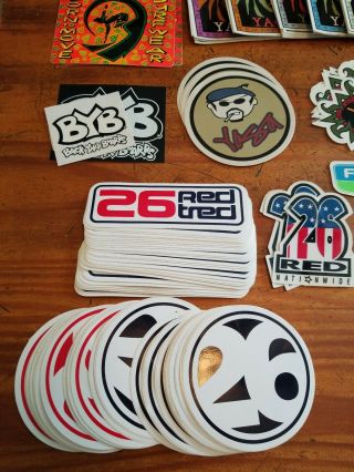 Huge 370 Vtg Old School 90s,  Skate Decal Stickers Yaga 26 Red Fresh Jive,  RARE 9