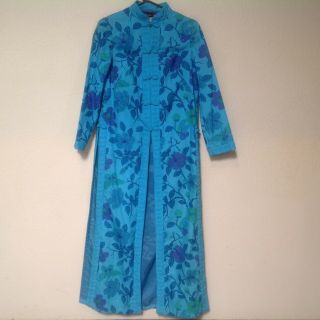 Vintage Charles & Co Hong Kong Size Small Aqua Butterflies Floral Lined Kimono