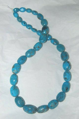 Rare - One - Of - A - Kind Nacozari Turquoise Faceted Olive Beads - 17.  75 " - 1585c