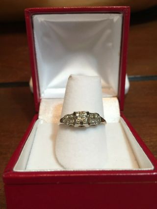 Vintage 14k Solid Yellow Gold Diamond Ring Size 8