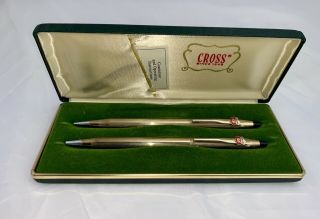 Rare Vintage Cross 10k Gf Pen & Pencil Set W/original Case.  Phillips 66