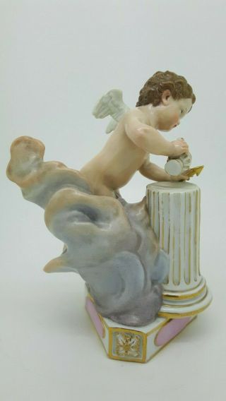 Antique Meissen Porcelain Figure Cupid Motto F14 Acier Putto Plesse Et Soulage 2
