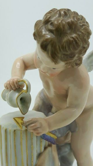 Antique Meissen Porcelain Figure Cupid Motto F14 Acier Putto Plesse Et Soulage 3