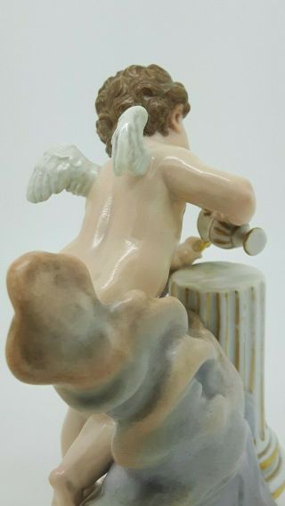 Antique Meissen Porcelain Figure Cupid Motto F14 Acier Putto Plesse Et Soulage 4