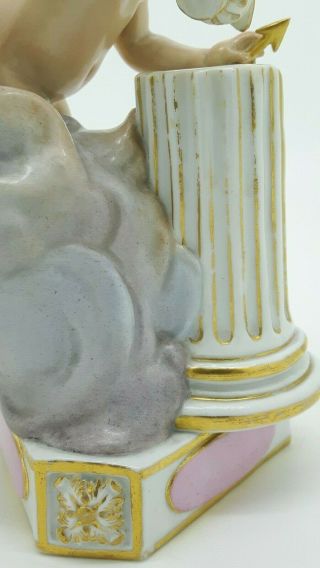 Antique Meissen Porcelain Figure Cupid Motto F14 Acier Putto Plesse Et Soulage 6