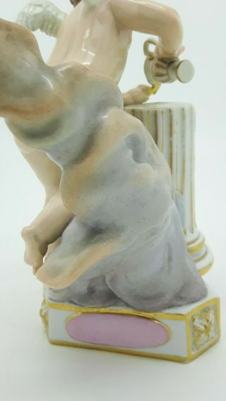 Antique Meissen Porcelain Figure Cupid Motto F14 Acier Putto Plesse Et Soulage 9