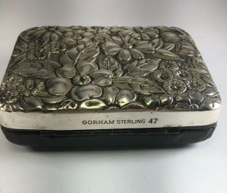 Vintage Mid Century Gorham Co Sterling Silver & Leather Key Ring Case Holder M98 5