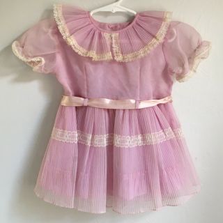 Vintage Baby Toddler Sheer Accordion Pleat Dress Light Purple
