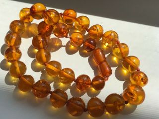 RARE Natural Vintage Amber Beads Antique Baltic Old Necklace 32.  72 gr 8