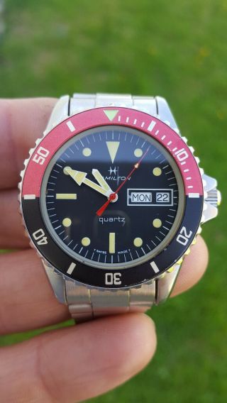 Hamilton Swiss Diver Quartz Day/date Watch Mid - Size Men’s/ Battery Rare