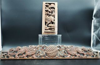 2 ANTIQUE/VINTAGE CHINESE WOOD CARVED PANEL 2