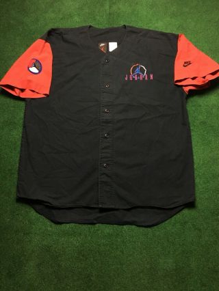 Vintage Nike 90s Air Jordan Baseball Button Up Black Jersey Large T Shirt