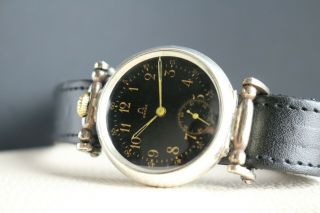 Omega Vintage 1910`s Porcelain Silver Rare Small Size Unisex Swiss Wrist Watch